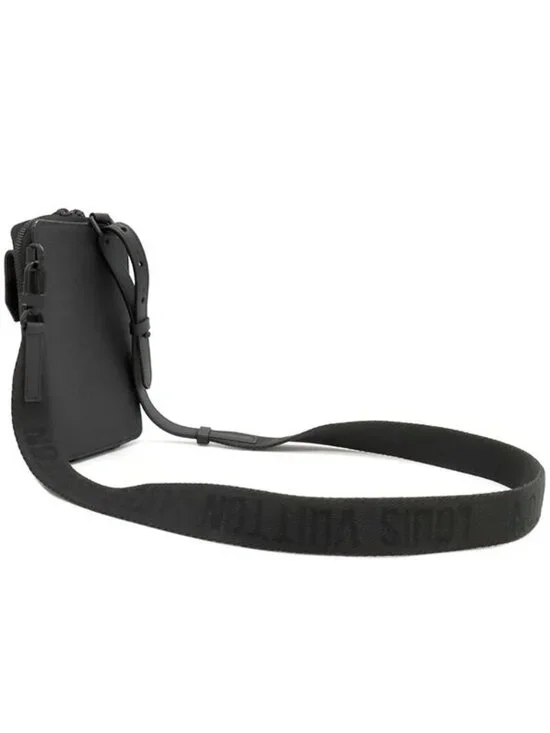 Louis Vuitton Shoulder Bag Aerogram Phone Pouch Grain Leather Black Matte - Picture 2 of 12